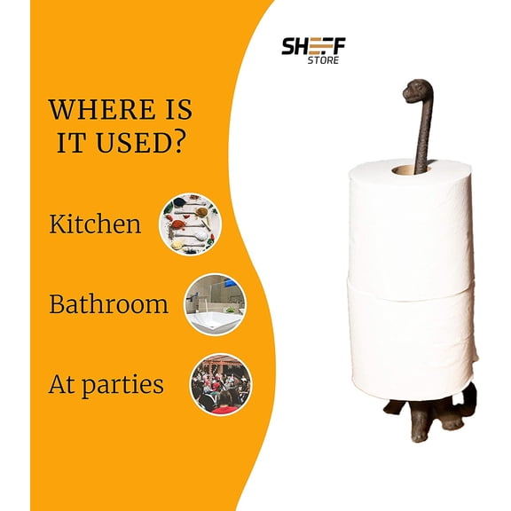 PYAN-Dinosaur Cast Iron Paper Towel Holder - Sturdy and Functional - Cute Dinosaur Bathroom Decor - Dino Antique Rustic Dcor Home Stand - Toilet Paper Stand by Store