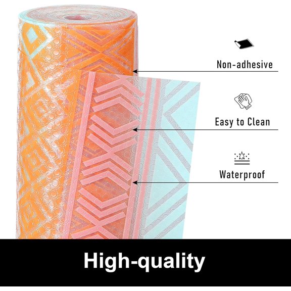 PYAN-Drawer and Shelf Liner, Non-Adhesive Shelf Liners for Kitchen Cabinets, Thick Strong Grip Mats for Desk, Shelves, Bathroom Drawers, Fridge, Cabinet Protection17.5" W x 197" L