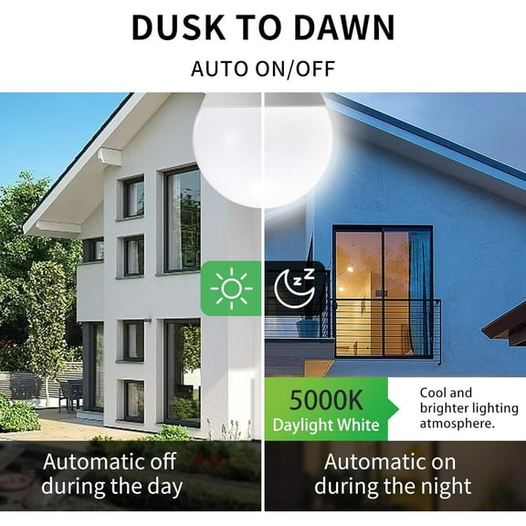 PYAN-Dusk to Dawn Light Bulbs, Auto On/Off Light Sensing LED Bulbs Outdoor, Daylight, Dimmable, 12W 1000LM 75W Equivalent, HQ-H029