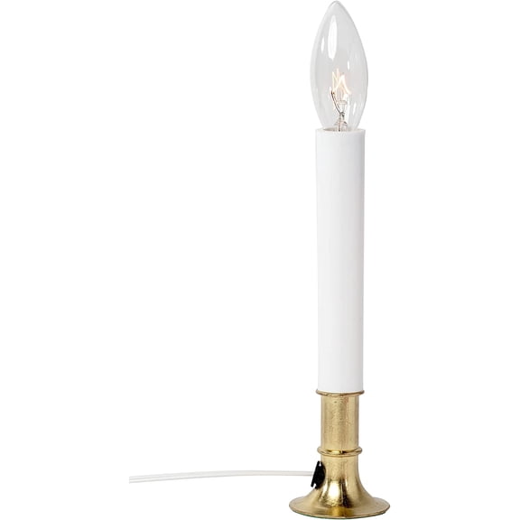 PYAN- Electric Window Candle Lamp with Brass Plated Base, On/Off Switch, Light Bulb, Ready to Use!