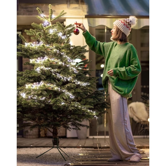 PYAN-Fairy Lights Battery Operated, 10Feet 120LEDs Firecracker String Lights Waterproof Silver Wire Starry Firefly Light for DIY Wreath Home Wedding Indoor Outdoor Christmas Decorations, Pure White