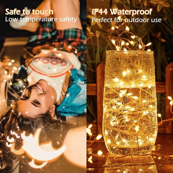 PYAN-Fairy Lights Plug in, 23Ft 400LED Firecracker Firefly Lights with Remote, Waterproof Copper Wire Cluster String Lights for Ceiling Bedroom Window Christmas Tree Decoration, Warm White