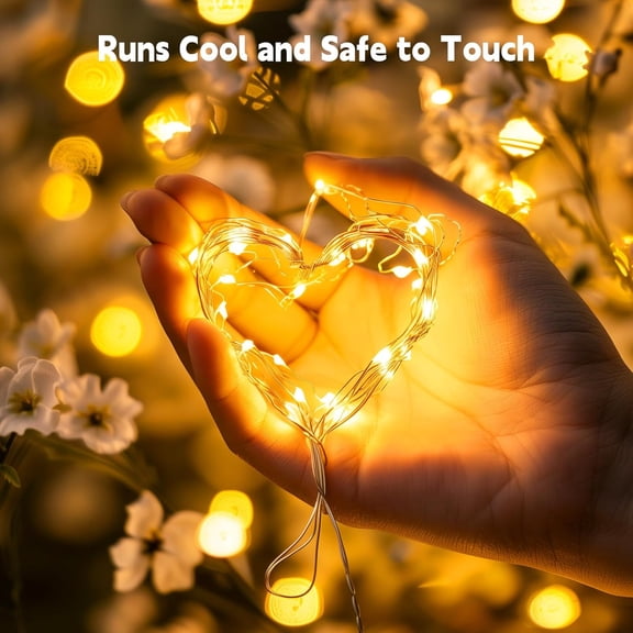 PYAN-Fairy Lights Plug in, 33Ft 100 LEDs Waterproof Silver Wire Firefly Lights, Adaptor Included, Starry String Lights for Wedding Indoor Outdoor Christmas Patio Garden Decoration, Warm White