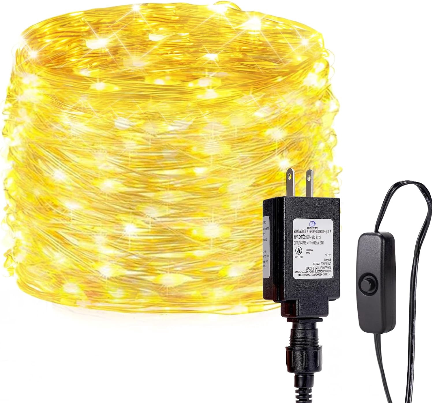 PYAN-Fairy Lights Plug in, 99ft 300 LED Fairy Lights Warm White Copper ...