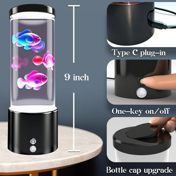 PYAN-Fish Lamp - 16 Color Changing Lamps Novelty Night Light Mood Table Lamp, 4 Gradient Modes, Decorative Light for Rooms, Suitable for Parties, Holidays