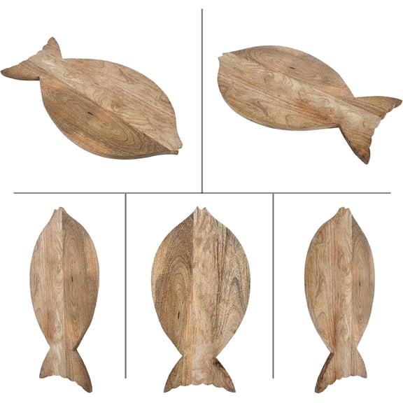 PYAN-Fish Shaped Wooden Chopping Board (17"x9") - Handcrafted Mango Wood with Burnt Finish, Dual-Purpose Cutting Board & Cheese Serving Platter for Kitchen & Home Dcor