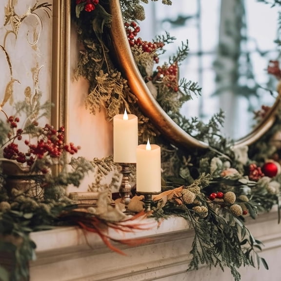 PYAN-Flameless Candles Battery Operated with Remote Timer, 3D Moving Flame Flickering, Last 400+ Hours, 2" x 4" Ivory Real Wax Electric LED Candle for Christmas Home Wedding Decor, 2 Pack