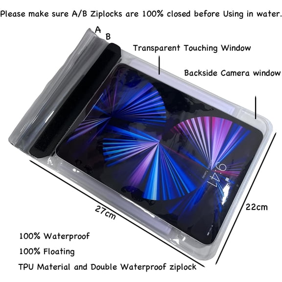 PYAN-Floating Waterproof Tablet Case eReader Cover Bag Waterproof Holder Pouch for ipad pro air 11" Galaxy Tab S9 Surface Go 3 Kindle Scribe Up to 11.5 inch(Light Green)