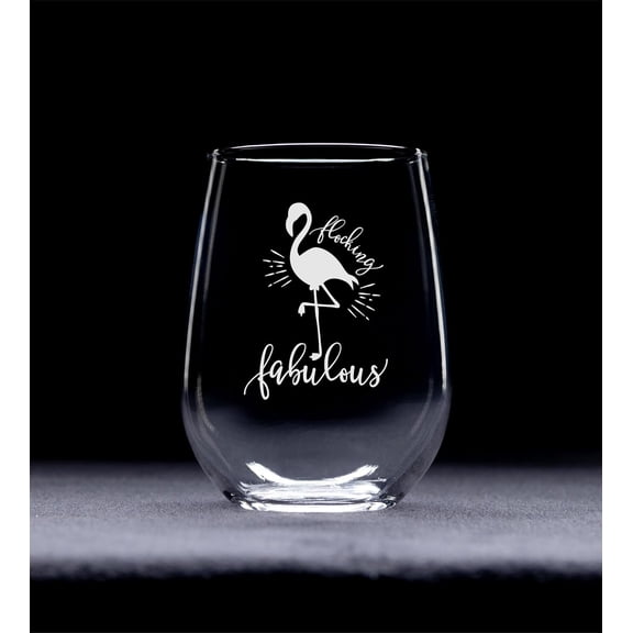 PYAN-Flocking Fabulous Flamingo Stemless Wine Glass - 17 oz. - 1 Piece - Flamingo Gift for Men and Women (Style F1)