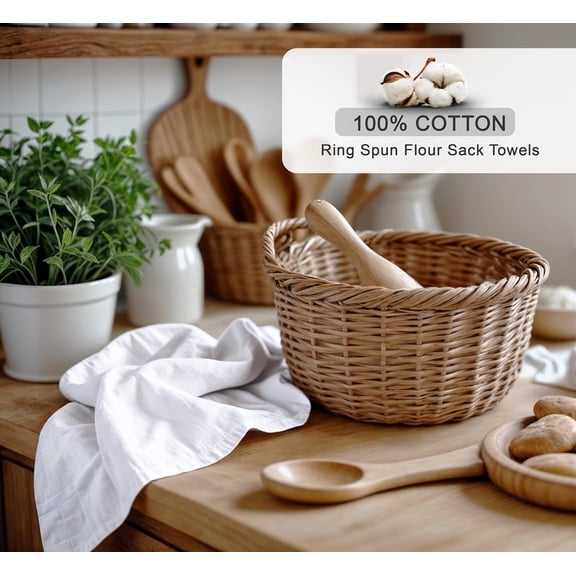 PYAN-Flour Sack Towels 28" x 28", 12 Pack - 100% Cotton Dish Towel - Machine Washable TeaTowels, Ultra Absorbent BarTowels, Dish Cloth Perfect for Drying Dishes & Cleaning - Kitchen Linen Set