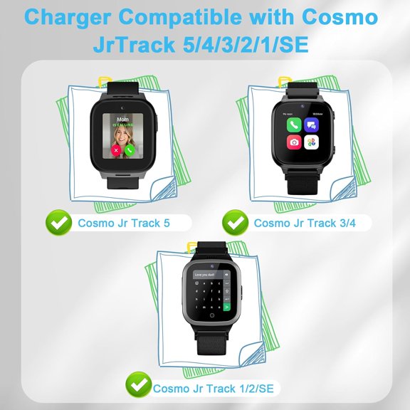 PYAN-Foldable Charger Dock Compatible with Cosmo JrTrack 5 4 3 2 1 SE Smart Watch, Multi-Angle Adjustable Magnetic Watch Charger Stand with USB Type-C Charging Cable for Cosmo Watch, Black