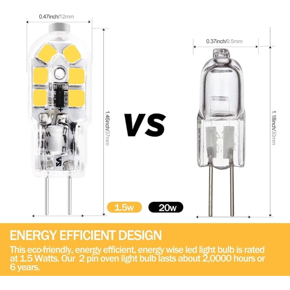 PYAN-G4 12V LED Light Bulb - Low Voltage Landscape Bulbs - Bi-Pin Base JC T3 Type WB01X10239 Range Vent Hood SB02300791 Microwave Surface LED Light Bulb (White, 2-Pcs)