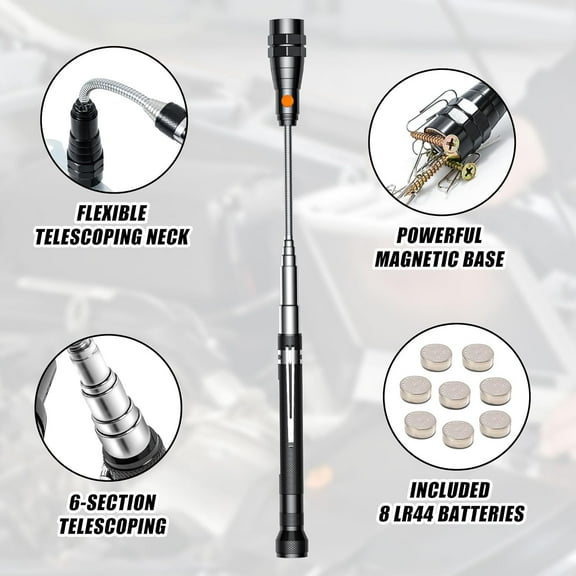 PYAN-Gifts for Men, Magnetic Pickup Tool, Telescoping Magnet Pickup Tool with 3 LED Flashlight, Cool Gadget Birthday Gifts for Men, Women, Him, Dad, Teen Boys, Husband, Father, Mechanic, Women, Black