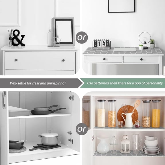 PYAN-Glotoch Premium Non Slip Shelf Liner 12 X 20 Ft, Non Adhesive Drawer Liner, Waterproof Shelf Paper for Kitchen Cabinets, Drawer, Fridge, Wire Shelving, Pantry, Bathroom-Heavy Duty,Geometric Gre