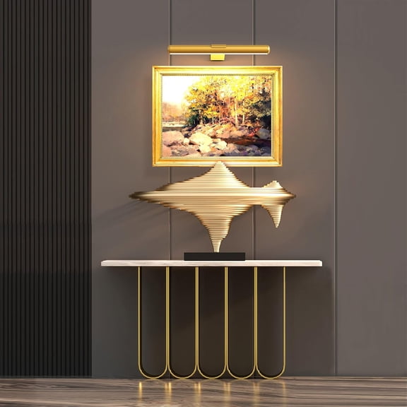 PYAN-Gold Wireless Led Picture Light with Remote Control - Rechargeable Battery, Metal Art Display Accent Light, 300LM, Dimmable for Gallery, Dartboard