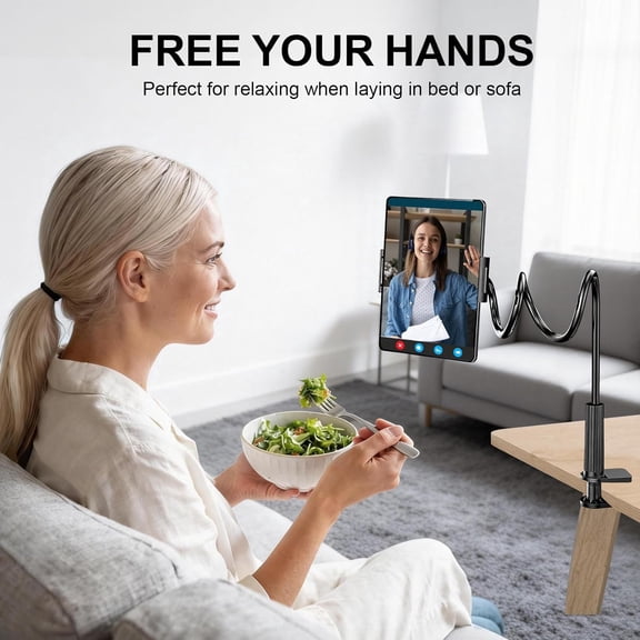 PYAN-Gooseneck Phone Holder-Cell Phone iPad Stand with 39inch Flexible Long Lazy Arm, 360 Adjustable, Clamp Mount Stand for Desk, Bed, Office, Kitchen-for iPhone, All 4-11" Smartphone and Tablets