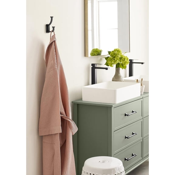 PYAN-H37007MB | Alder Double Prong Decorative Wall Hook | Matte Black Hook for Coats, Hats, Backpacks, Bags | Hooks for Bathroom, Bedroom, Closet, Entryway, Laundry Room, Office