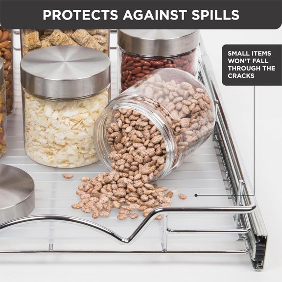 PYAN-HOLDN' STORAGE Hard Plastic Liner for Pull Out Shelf, Fits Pull Out Cabinet Organizer 21" W x 20" L - Shelf Protector Liner, Clear Frosted