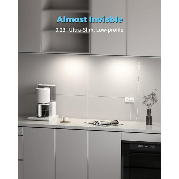 PYAN-HOME Dimmable USB Under Cabinet Lights - 3 Pack 12" Linkable LED Strips, 4000K Daylight for Kitchen, Desk, Workbench