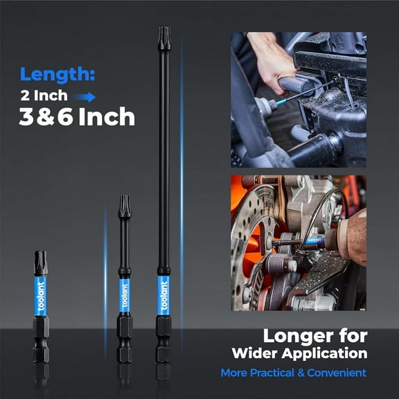 PYAN-Impact Torx Bit Set 10pcs (TT25), 1/4 Hex-Shank S2 Steel Security Torx Bit Set, Tamper Proof Star Bit Set with CNC Machined Tips, 6" Long with Magnetic Impact Bit Holder and Storage Box