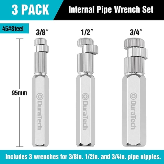 PYAN-Internal Pipe Wrench Set, Pipe Nipple Extractor Set, 3-Piece, 3/8",1/2" and 3/4" Pipe Capacities, Organizer Pouch Included