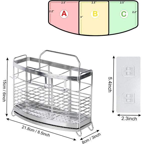 PYAN-Kitchen Utensil Holder, Stainless Steel Utensil Drying Rack with Drip Tray, Silverware Holder Cooking Utensil Storage for Kitchen Countertop, Forks, Knives, Spoons, Flatware Organizer