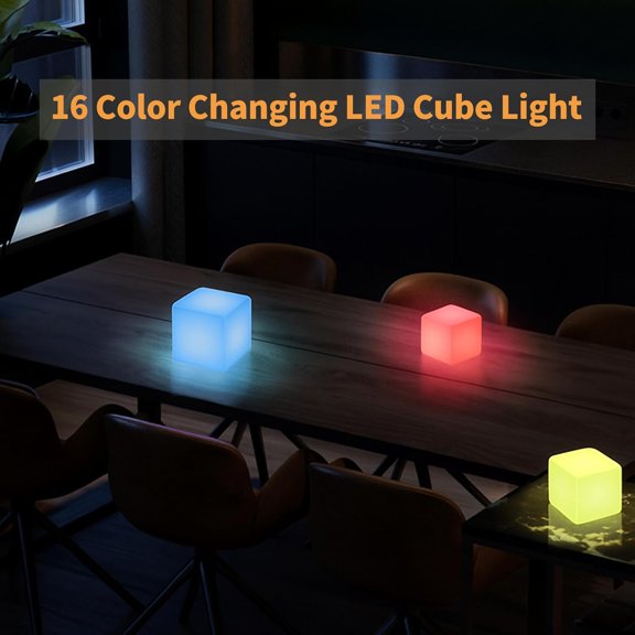 PYAN-LED Cube Light, 6-Inch Rechargeable & Remote Control Mood Lamp, 16 Color Changing Glowing Night Light, Dimmable Decorative Lighting for Home/Party/Bar/Wedding