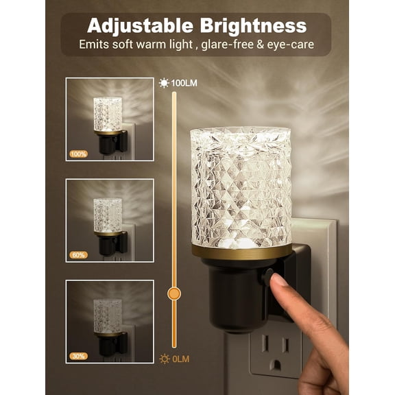 PYAN-LED Night Light, Dimmable Night Lights Plug into Wall, Modern Nightlight with Auto On Off Light Sensor, 5000K Daylight White Night Light 0-100LM Brightness for Bathroom Hallway Bedroom Decor