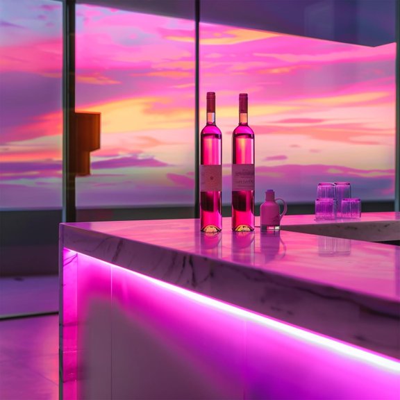 PYAN-LED Strip Lights 24V COB LED Pink Super Bright LED16.4ft Dotless High Density 14W/m, 8mm Width Cuttable Flexible for Home DIY led Pink Commercial Decoration Projects (No Power Supply)