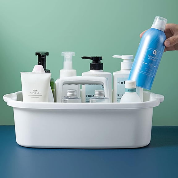 PYAN-Large Cleaning Supplies Caddy with Handle, Plastic Storage Bucket Organizer for Cleaning Products, Shower Caddy Basket for Car, Dorm, Bathroom, Garden, Kitchen -White