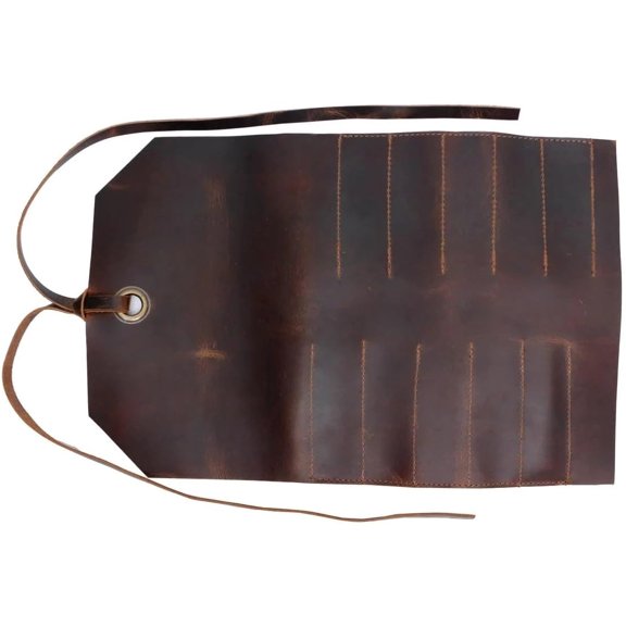 PYAN-Leather Tool Roll Pouch 10 Slots - Tool Portable Carry On Pouch, Workshop Storage, Woodworking Tools Organizer Full Grain Leather