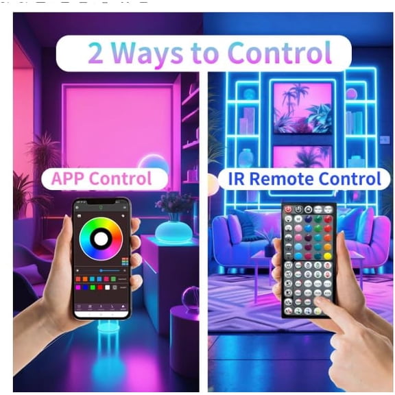 PYAN-Led Lights for Bedroom, 200FT (2 Rolls of 100FT) RGB Led Strip Lights Sync with Music, Smart App Controlled Strip Lights for Bedroom with Remote, Ideal Lights for Room Party and Home Decor