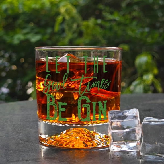 PYAN-Let the Good Times Be Gin - Gin Glasses, Bar Gifts for Men Husband, Gin Lovers Whiskey Glass, Birthday Gifts for Drinker, Fathers Day Gift, Humor Drinker Christmas Gift (Ice Tip Mountain)