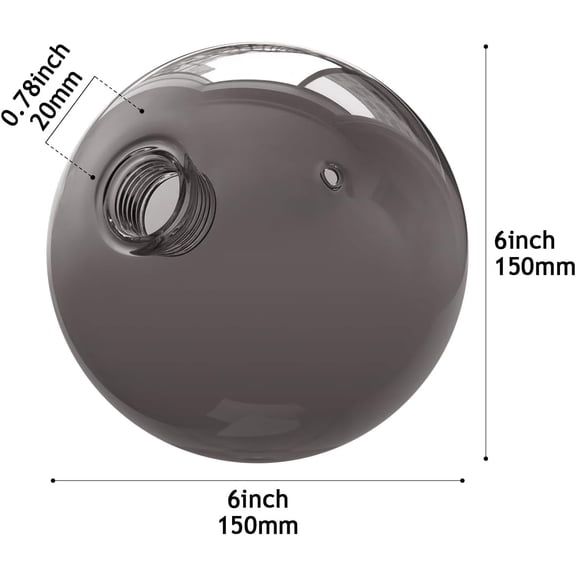 PYAN-Lighting Replacement Glass Lampshade 5.9 diameter Smoke Gray Glass Dome Cover Round Globe 0.8 Opening Fitter for G9 Bulb Replacement (Smoke gray, 5.9 Inch)