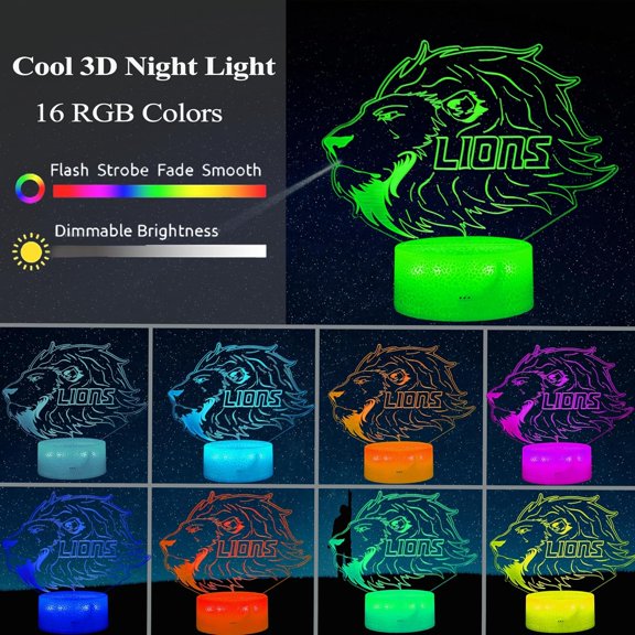 PYAN-Lion Gift, 3D Night Light, 16 Colors Changing, Remote Control with Timer, RGB Flashing Mode and Dimmable, Lion Lamp for Christmas Birthday Decor