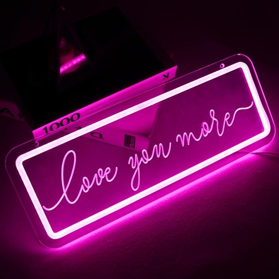 PYAN-Love You More Neon SignLED Neon Lights For Wall DecorLove Light Up Night Light For Bedroom Wedding Birthday Party Decoration Couple Lovers Valentine's Day Gift