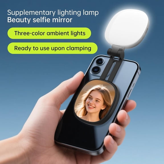 PYAN-Magnetic Selfie Light, Selfie Mirror for iPhone Back Camera, CRI>97 2900-7000K 360 LED Selfie Ring Fill Light Mirror for Selfies Photography TikTok Zoom Calls Video Conference