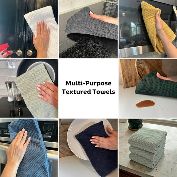 PYAN-Maroon Dark Red Brick Red Kitchen Hand Dish Towels: Oversized 28" x 18",100% Cotton Cloth Soft Cleaning Drying Absorbent Textured Design, Set of 3 Multipurpose for Everyday Use (Brick Red)