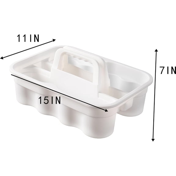 PYAN-Matthew Large Plastic Tote Tool & Deluxe Supply Cleaning Caddy with Handle Portable Shower Basket Storage Caddy for Cleaning Products Organizer,Take-Out Coffee/Soft Drink,Bath Multi Use - White