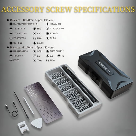 PYAN-Mini Electric Screwdriver Set,55 in 1 Small Electric Screw Driver Kit with Magnetic Bits, E lectric Precision Screwdriver, Screwdriver Set Kit Cordless Tool for Phone, Camera, Laptop, Watch