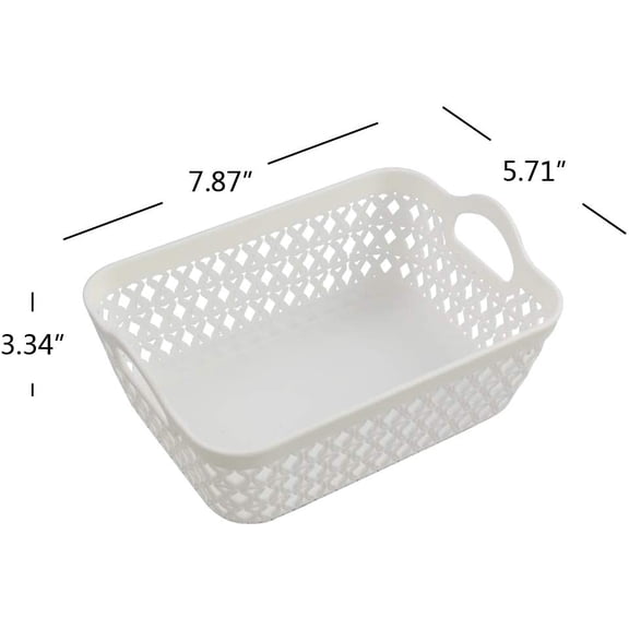 PYAN-Mini Plastic Basket Trays, White, Office Organizer Tray Baskets Set of 12
