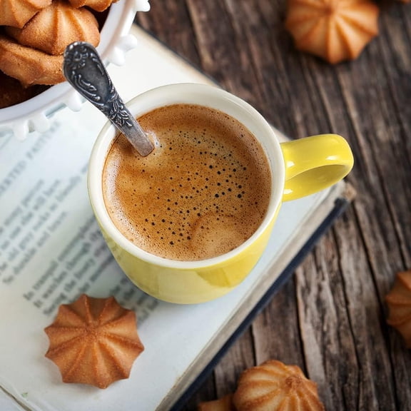 PYAN-Mini Porcelain Espresso Cup, 4 Ounces / 120 ml Tiny Ceramic Coffee Mugs Demitasse for Espresso, Tea- Set of 6, Yellow