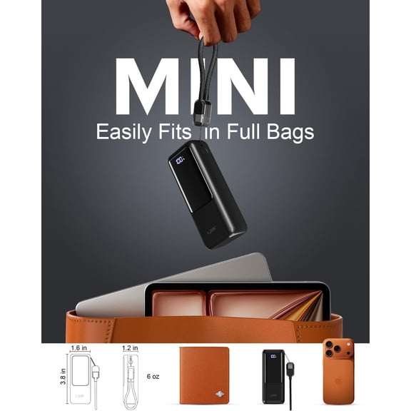 PYAN-Mini Portable Charger,Small 22.5W PD Power Bank,10000mAh USB C in&Out Fast Charging Pocket Size Battery Pack,Travel Essentials Phone Charger for iPhone 17 16 15 Pro Air,Samsung S24,Android,iPad