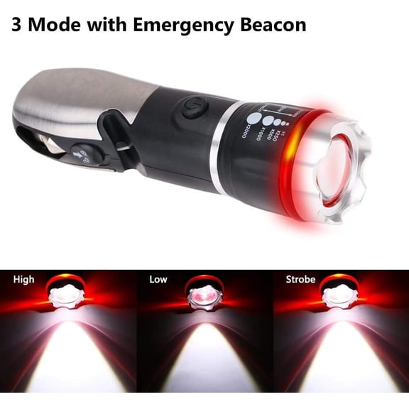 PYAN-Multi Tool LED Flashlight, All in One Tool Light for Emergency, Camping and Cars with Glass Breaker and Seatbelt Cutter (Black)
