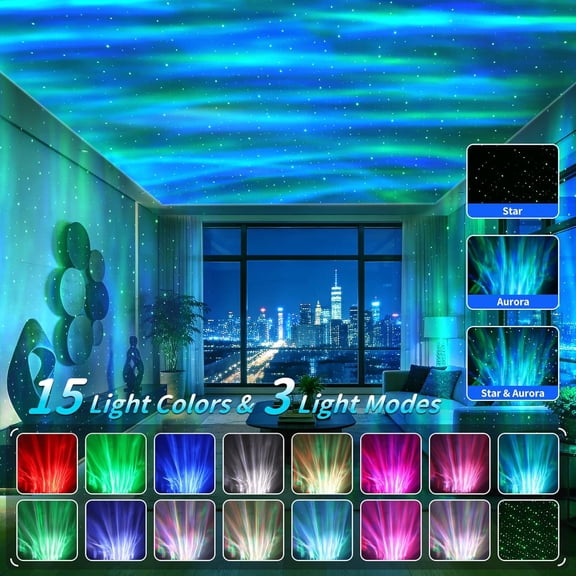 PYAN-Northern Lights Projector,Galaxy Projector,with Bluetooth Speaker and White Noise Star Projector, 4 Aurora Color Combinations Remote Ambient,Galaxy Light for Bedroom and Living Room Night Light