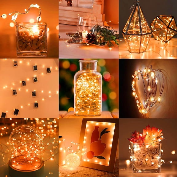 PYAN-Orange Led Fairy Lights Battery Operated for Halloween, 12 Pack LED Mini String Lights, 7FT 20LED Silver Wire Firefly Starry Moon Light for DIY Fairy String Light Indoor for Halloween Party Deco
