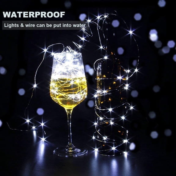 PYAN-Pack of 24 Cool White Fairy Lights String Battery Operated Fairy Lights, 7ft 20 LEDs Firefly Lights Silver Coated Copper Wire Lights for DIY Decor Christmas Decoration Costume