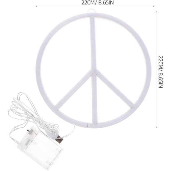 PYAN-Peace Symbol Neon Light - Battery Operated & USB Powered Led Peace Sign Night Lamp for Bedroom Living Room and Party Decoration