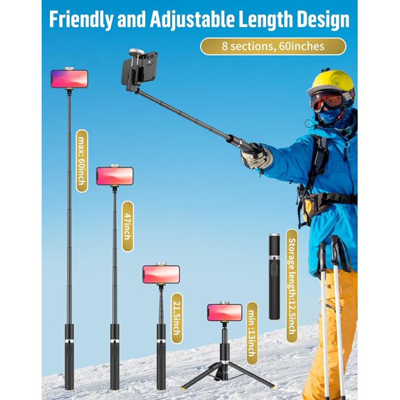 PYAN-Phone Tripod Selfie Stick:Phone Stand for Recording,Bluetooth Selfie Stick for iPhone Compatible with AndroidSamsung Galaxy s24 Ultra is Content Creator 's Travel Essentials Tool