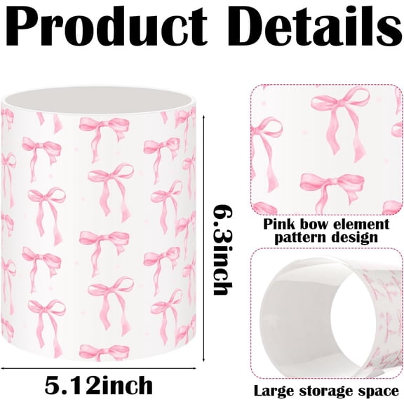 PYAN-Pink Bow Utensil Holder Coquette Acrylic Kitchen Decor Cooking Utensil Crock Preppy Storage Caddy Organizer Vase Decor for Kitchen Countertop Spoon Holder Jar Housewarming Gift